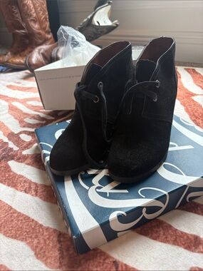 Black Suede Lace-Up Ankle Boots - Women Lucky brand 7 1/2